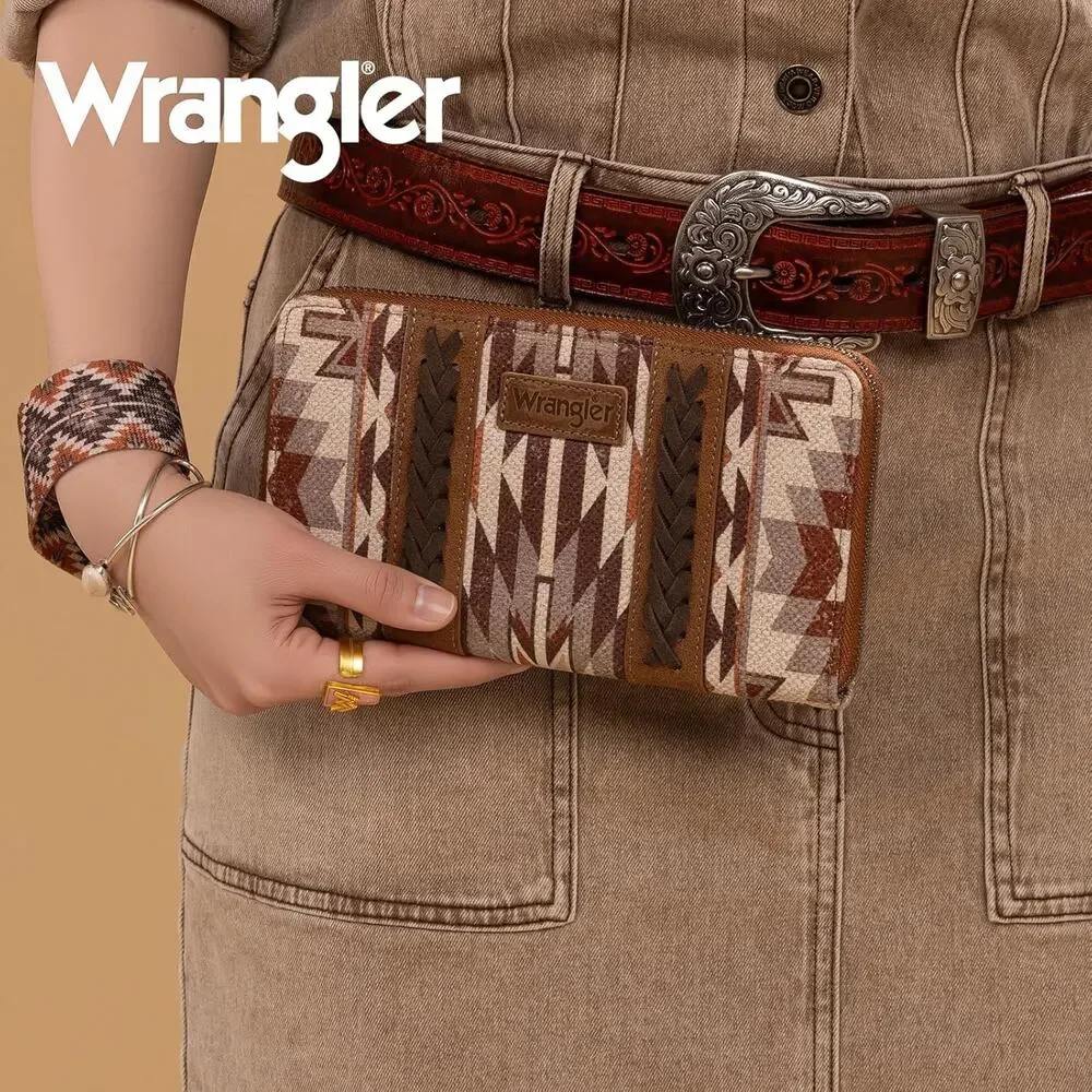 NEW Wrangler Aztec Boho Western‎ Wallet Wristlet Clutch RFID Credit Card Holder
